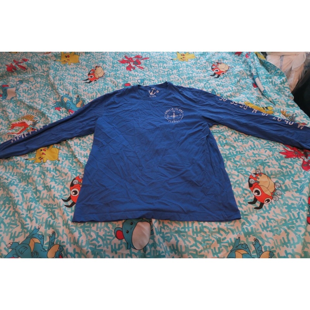 Hiho Amelia Island Florida Compass T-Shirt Resort Vacation Blue Men's Large